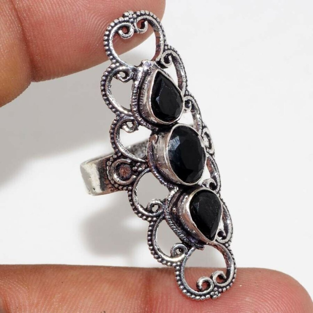 Black Onyx gemstone, 925 silver ring